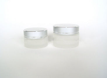 Tarros y botella de cristal vacíos blancos de encargo 20G 50G de la crema con el casquillo del PESO
